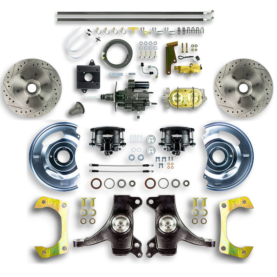The Right Stuff 60-62 Chevy/GMC Truck/Suburban 2" Drop, Hydraulic Brake Assist Front Disc Conv Blk Calipers - (THB6016DB)