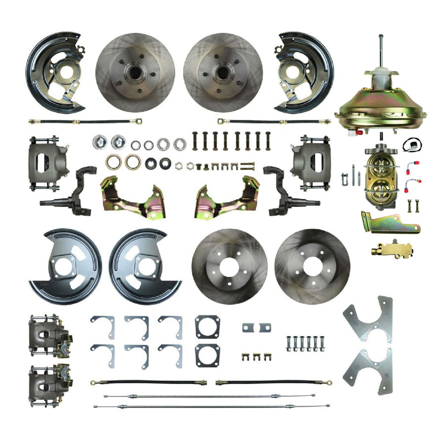The Right Stuff 1967-74 GM A/F/X-Body, Staggered, 4- Wheel Power 2" Drop Disc Brake Conversion - (AFXDC45D)