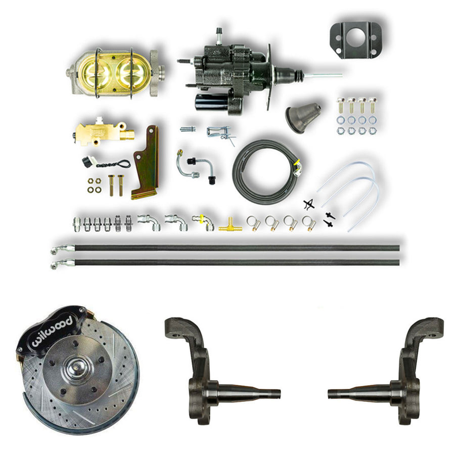 The Right Stuff 1964-1974 GM A/F/X Body Front Hydraulic Brake Assist Disc Brake Conversion Kit Blk Calipers - (AFXHB32S)