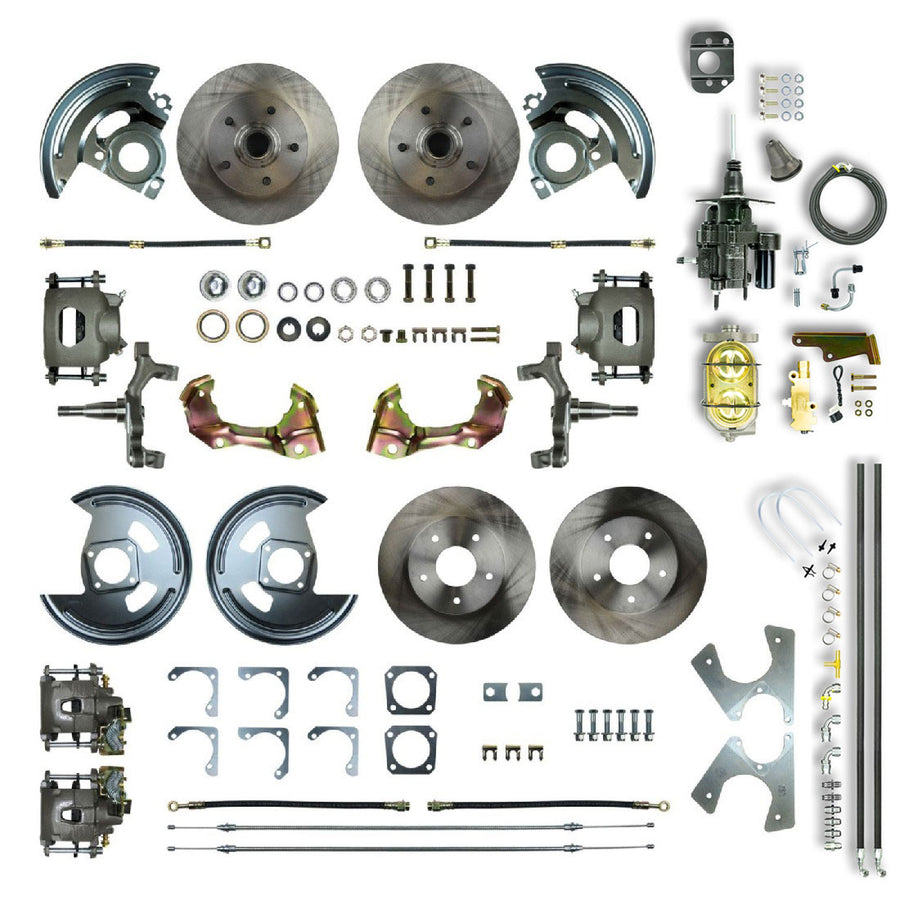 The Right Stuff 64-72 GM A-Body, Hydraulic Brake Assist, 2" Drop, 4-Wheel Disc Brake Conversion Kit - (AFXHB41D)