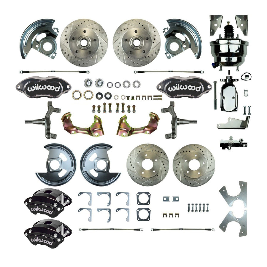 The Right Stuff 67-69 GM F-Body Non-Staggered 4 Wheel Power 2" Drop Disc Brake Conversion Kit - (AFXDC22DSX)
