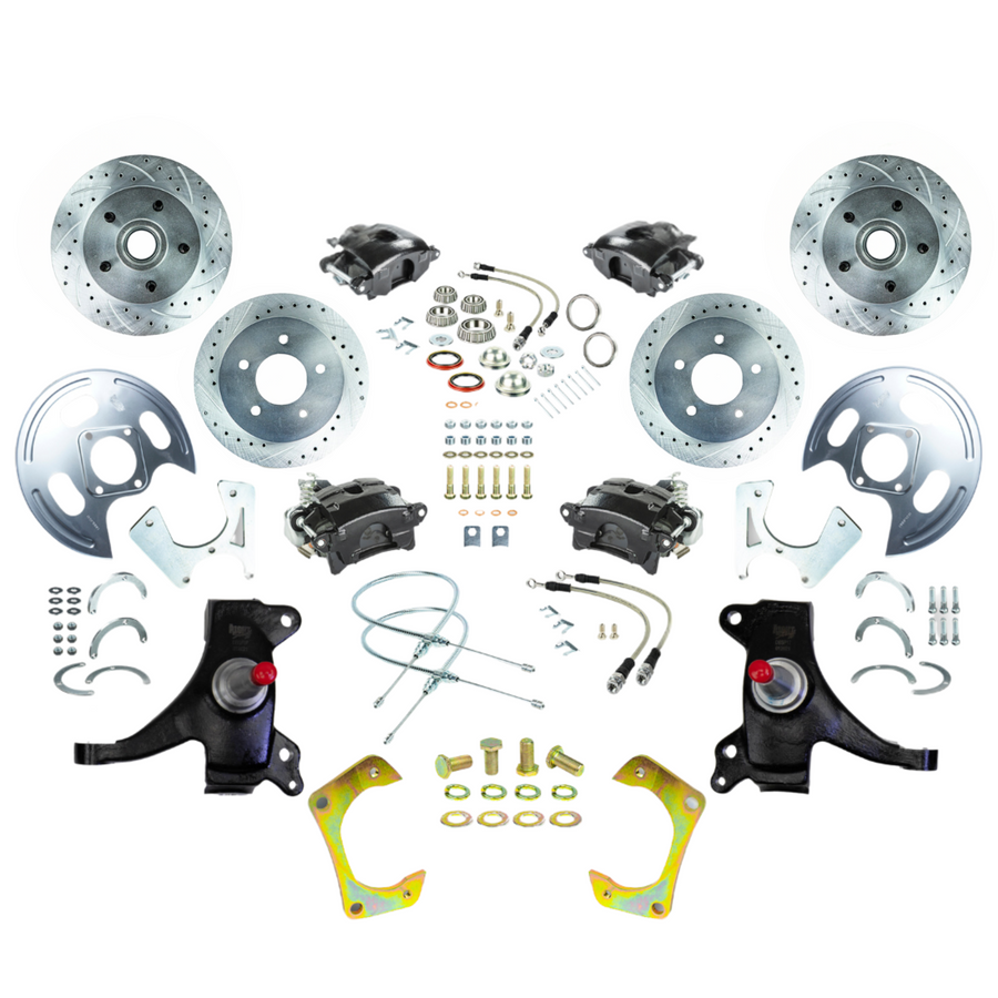 The Right Stuff 71-72 GM Truck/Suburban 2WD 2" Drop 4-Wheel At The Wheel Disc Kit Black Calipers - (TWK7155DB)
