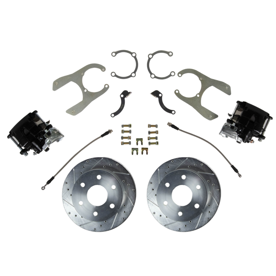 The Right Stuff 1988-98 Chevy/GMC K1500 Rear Disc Brake Conversion Black Calipers, 6 Lug 11" Drum- 3.6" Off set only - (TRD8861B)