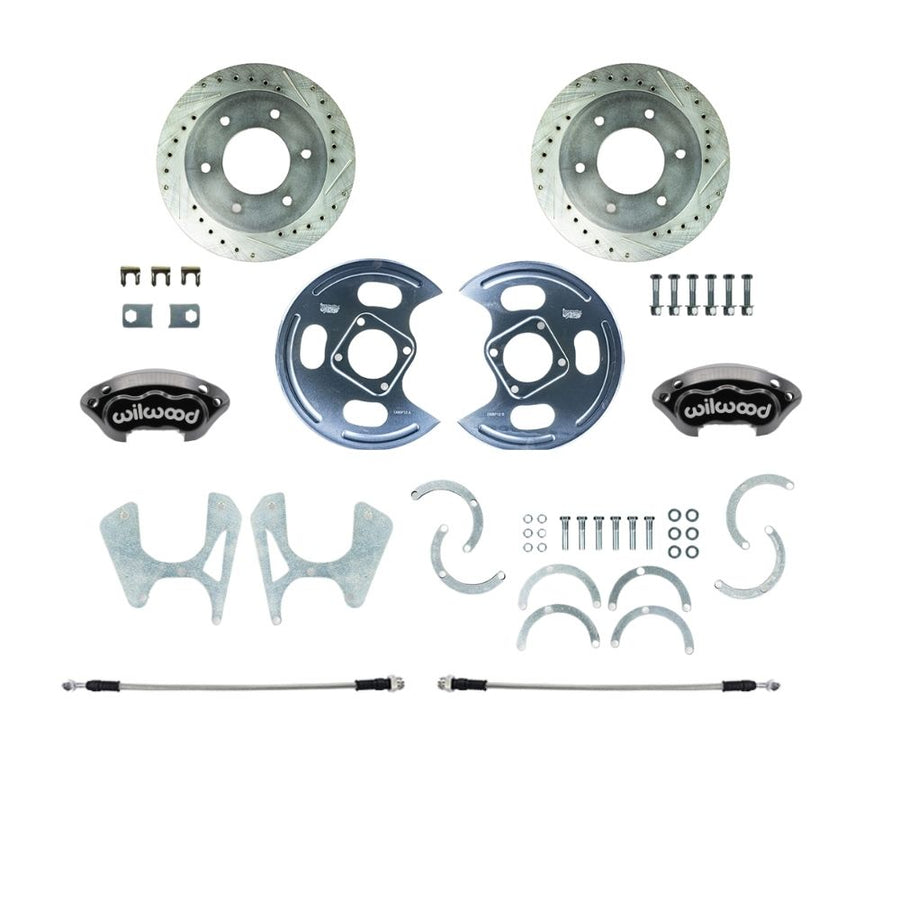 The Right Stuff 1963-1972 Chevy/GMC Truck Performance Series Rear Disc Brake Conversion Kit, with Black Wilwood Calipers, Drilled and Slotted Rotors, Backing Plates, 6 Lug - (TRD4746SP)