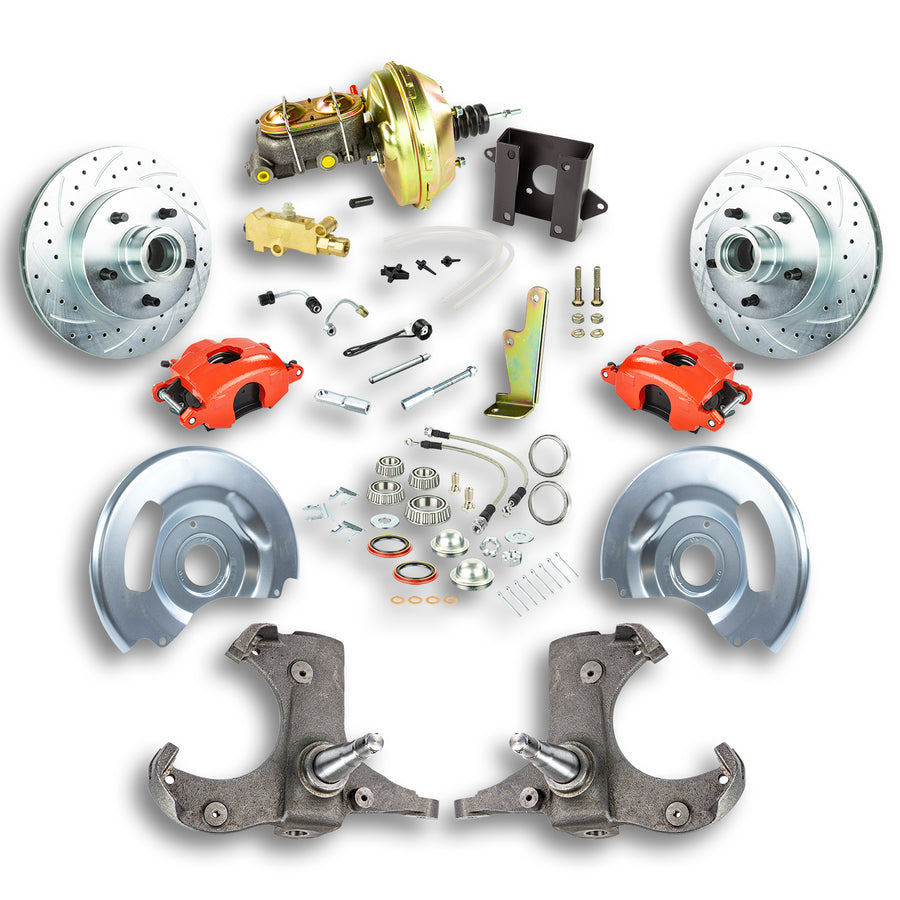 The Right Stuff 60-62 Chevrolet/GMC Truck/Suburban, Power Front Disc Brake Kit w/Red Calipers 5x5 Bolt Pattern - (TDC6015Z)