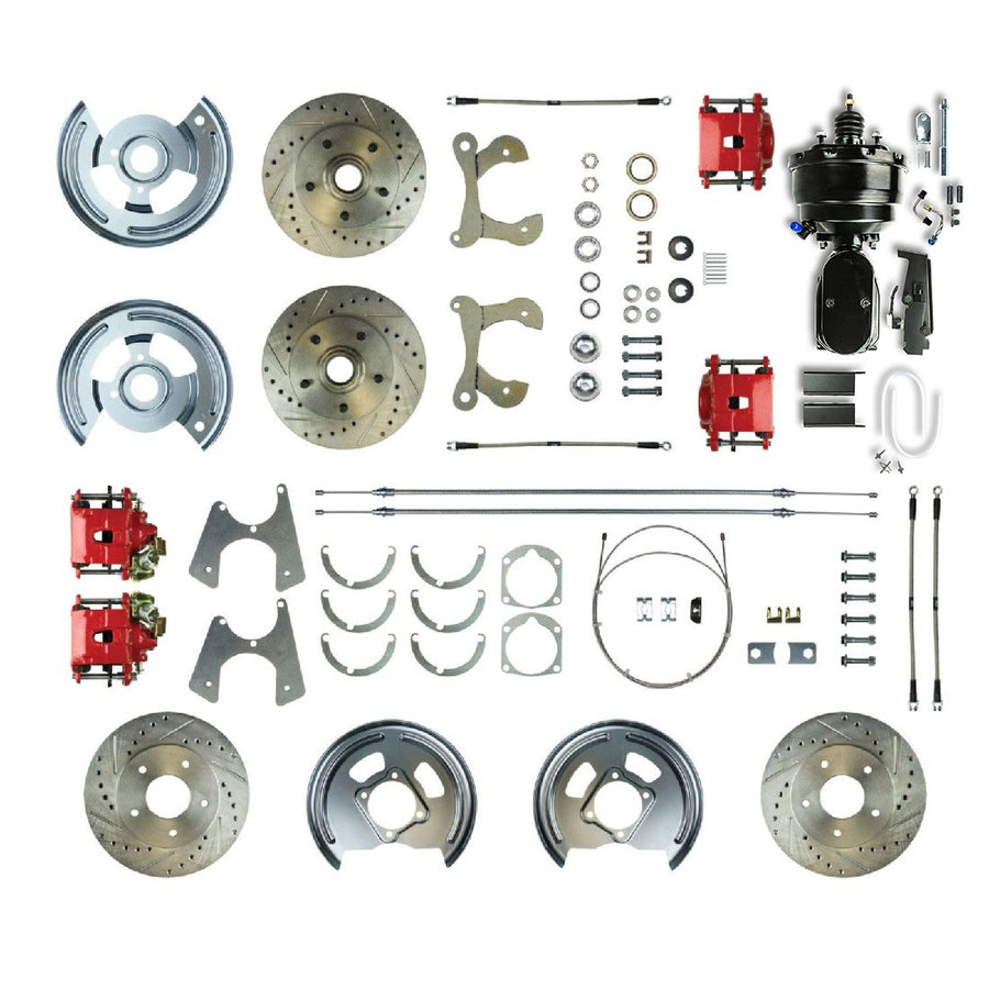 The Right Stuff 1958 Chevrolet Impala, 8" Booster, 4-Wheel Power Disc Brake Conversion Kit - (FSC584DCCZY)
