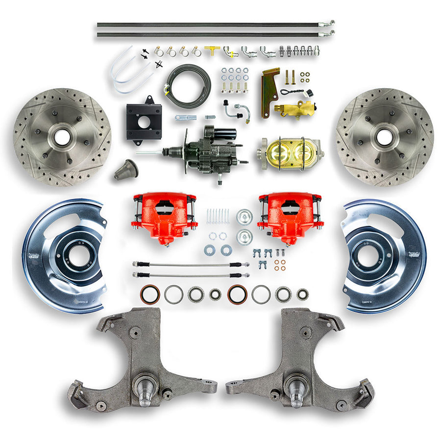 The Right Stuff 1960-62 Chevrolet/GMC Truck/Suburban, Hydraulic Brake Assist Front Disc Conv Red Calipers - (THB6016Z)