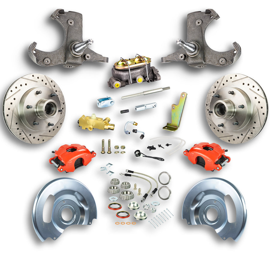 The Right Stuff 60-62 Chevrolet/GMC Truck & Suburban Manual Front Disc Brake Kit, Red Calipers - (TSD6016Z)