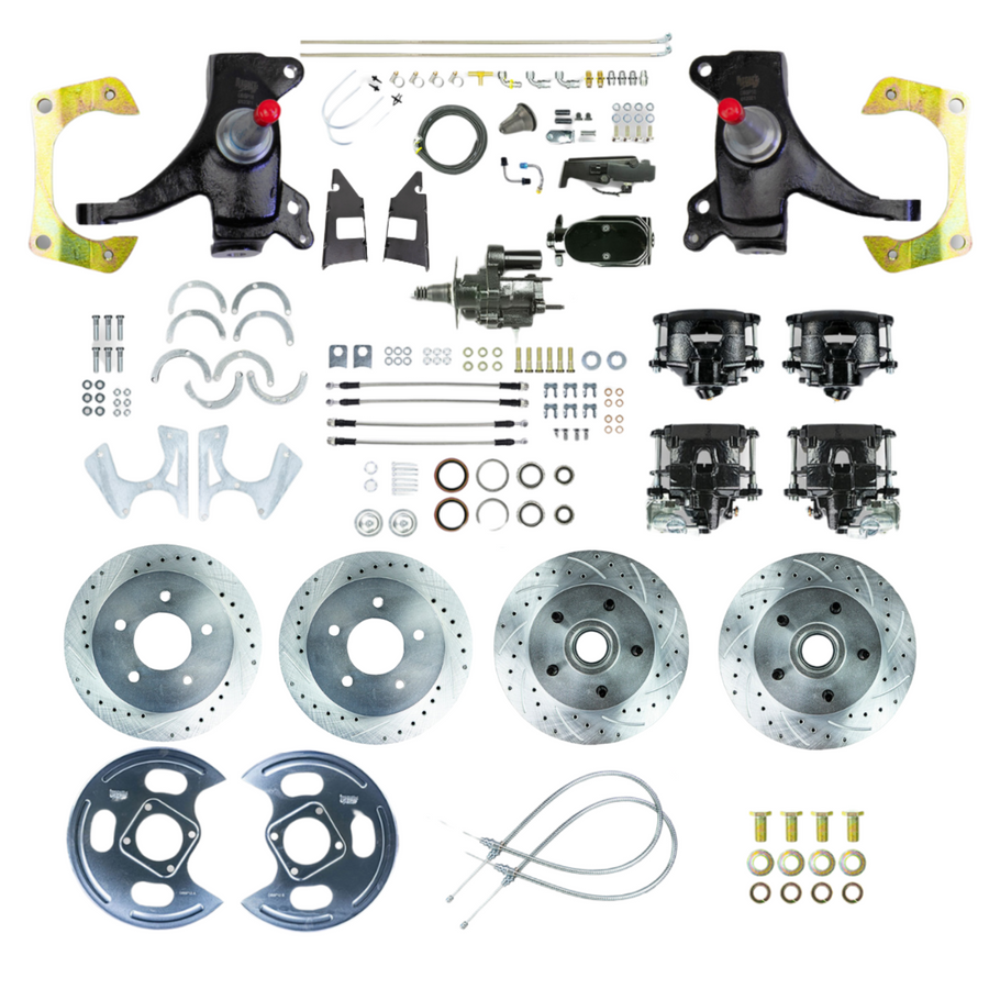 The Right Stuff 73-87 C10/15 Truck/Sub 2" Drop Black Hydraulic Brake Assist 4-Wheel Disc Kit Black Calipers - (THB7355DBY)