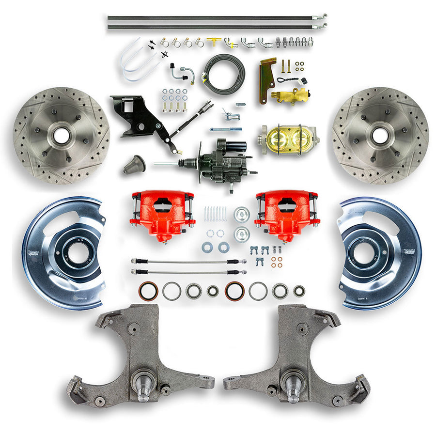The Right Stuff 1967-70 GM C10/C15 Truck/Suburban W/2WD Hydraulic Brake Assist Disc Brake Conv Red Calipers - (THB6726Z)