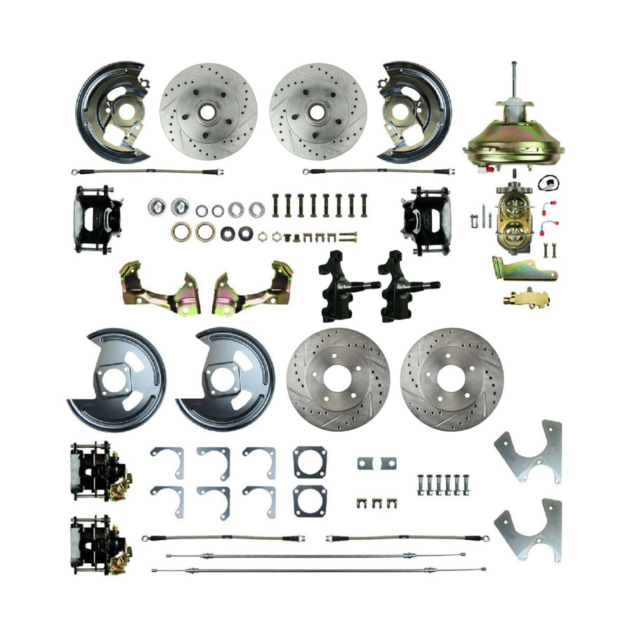 The Right Stuff 1967-74 GM A/F/X-Body, Staggered, 4- Wheel Power 2" Drop Disc Brake Conversion - (AFXDC45DS)