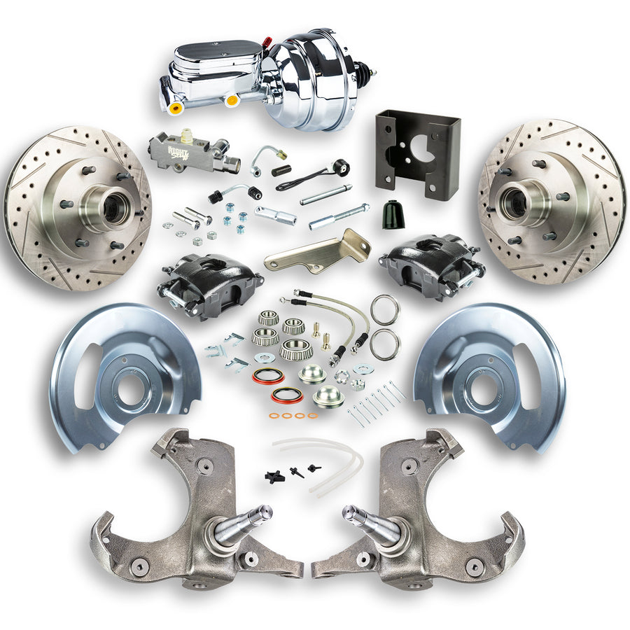 The Right Stuff 63-66 Chevy/GMC Truck/Sub, Pwr Front Disc Kit, Black Calipers, Chrome Upper 6x5.5 Bolt Pattern - (TDC6326BX)