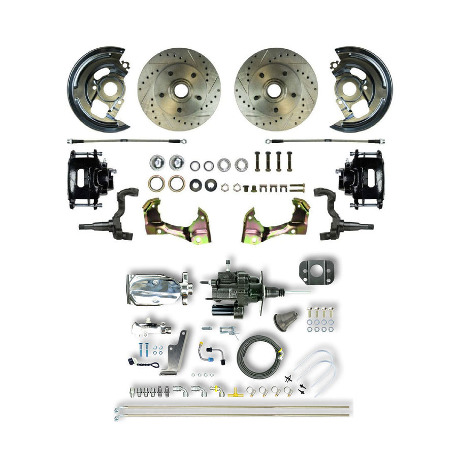 The Right Stuff 67-69 GM F/X-Body, Hydraulic Brake Assist, Front Disc Brake Kit Black Calipers Chrome Upper - (AFXHB02CSX)