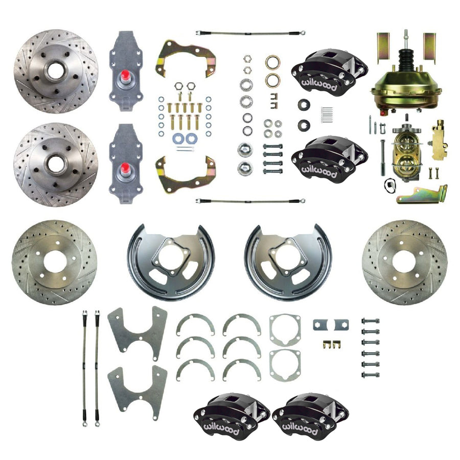 The Right Stuff 1955-58 Bel Air, 9" Booster, 2" Drop, 4-Wheel Power Disc Brake Conversion Kit - (FSC564DCDS)