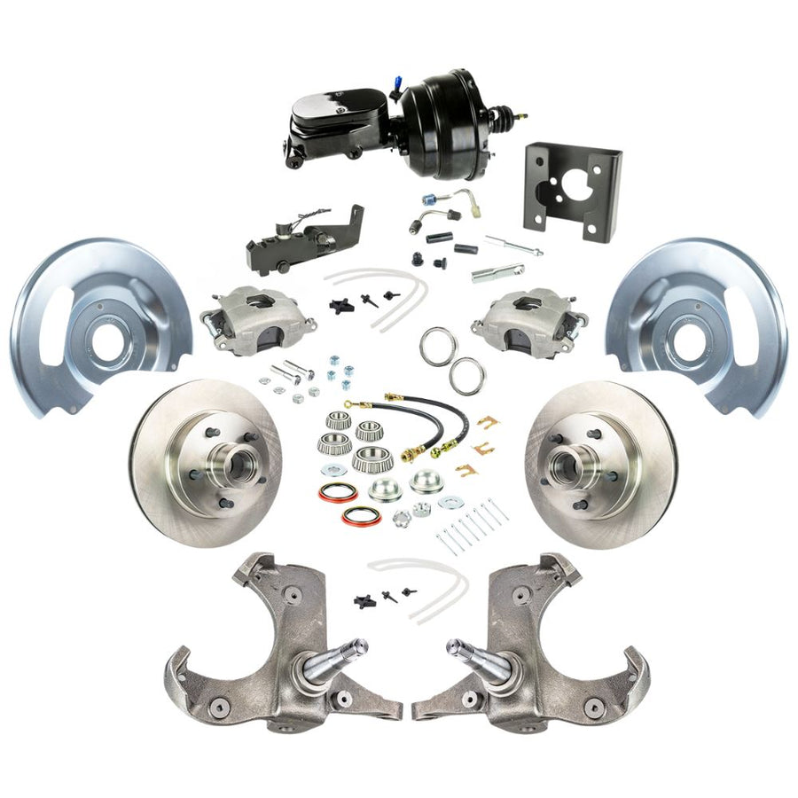 The Right Stuff 1963-1966 Chevrolet/GMC Truck/Suburban, Power Front Disc Brake Kit Black Upper 5x5 Bolt Pattern - (TDC6325Y)