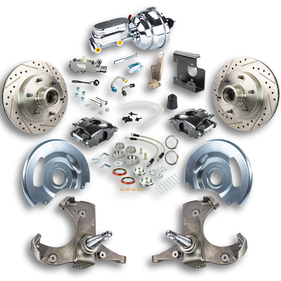 The Right Stuff 67-70 Chevy C10/15 Truck/Sub, Pwr Front Disc Kit, Black Calipers, Chrome Upper 6x5.5 Bolt Pattern - (TDC6726BX)
