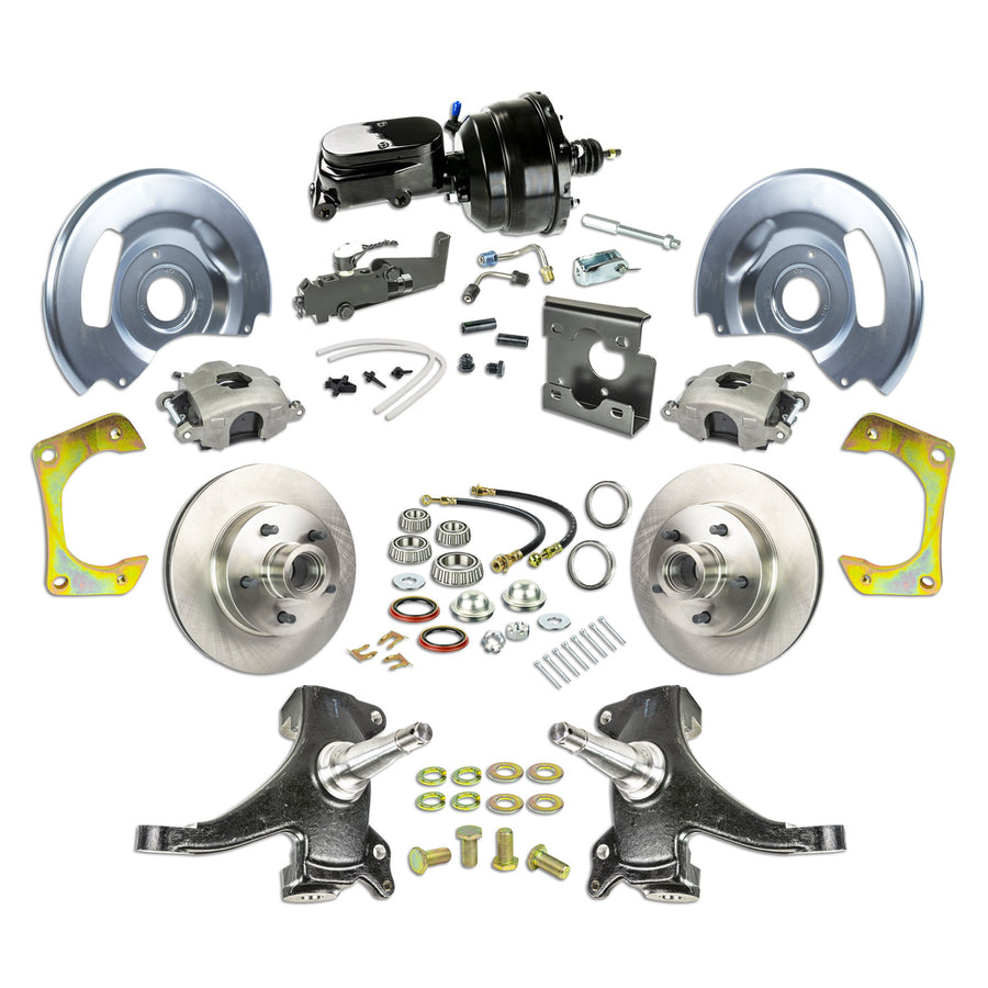 The Right Stuff 67-70 GM C10/C15 Truck/Suburban 2" Drop, Power Front Disc Brake Kit, Black Upper 5x5 Bolt Pattern - (TDC6725DY)