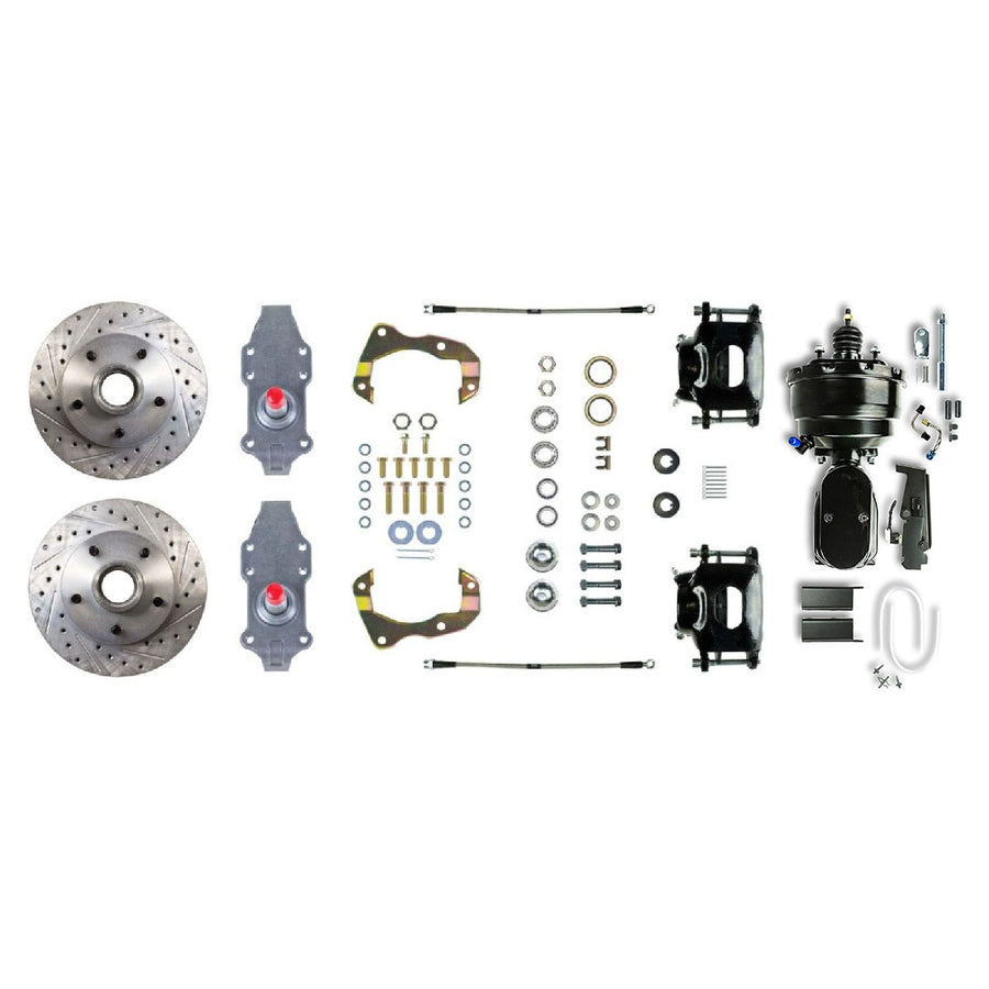 The Right Stuff 1955-57 Chevrolet Bel Air, 8" Booster 2" Drop Power Front Disc Brake Conversion - (FSC55DCDSY)