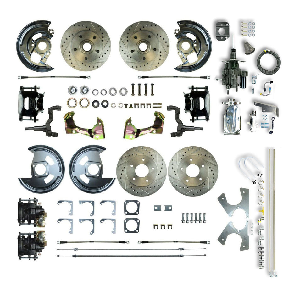The Right Stuff 1964-72 GM A-Body, Hydraulic Brake Assist, 4-Wheel Disc Brake Kit Blk Calipers Chrome Upper - (AFXHB41CSX)