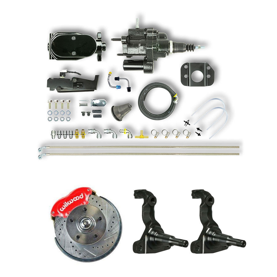 The Right Stuff 64-74 GM A/F/X Body, Front Black Hydraulic Brake Assist Disc Brake Conversion Red Calipers - (AFXHB32ZY)