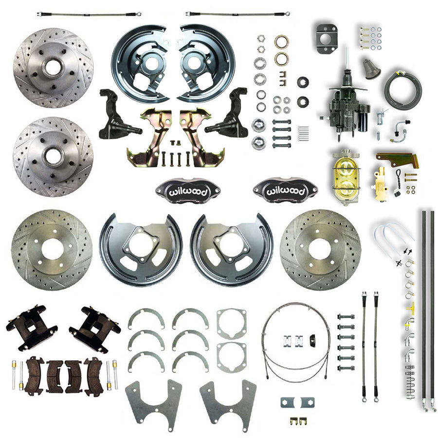 The Right Stuff 67-69 GM F-Body, Non-Staggered, Hydraulic Brake Assist 4 Wheel Disc Brake Conv Blk Calipers - (AFXHB25CS)