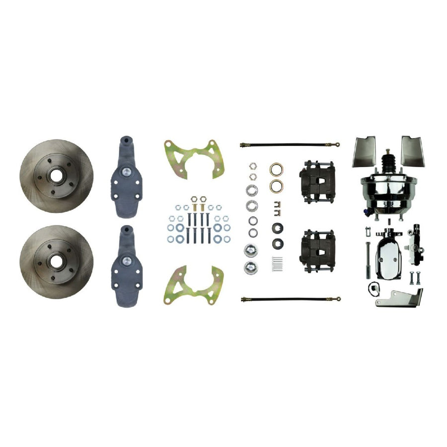 The Right Stuff 65-70 Impala, 2" Drop, 8" Chrome Booster, Power Front Disc Brake Conversion Kit - (FSC65DCDX)