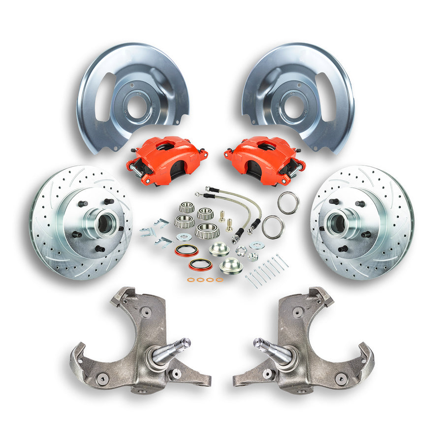 The Right Stuff 63-70 GM Truck/Suburban, 2WD, "At The Wheel" Disc Conversion Kit Red Calipers - (TWK6315Z)