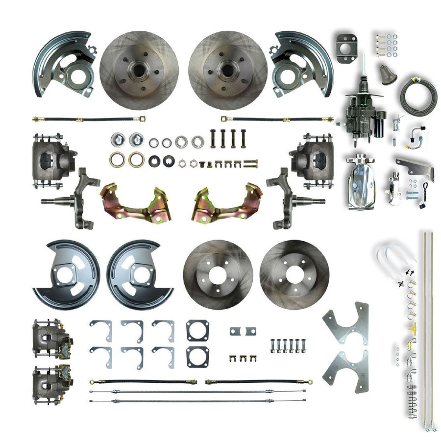 The Right Stuff 67-69 GM F-Body Non-Staggered 4 Wheel Chrome Hydraulic Brake Assist 2" Drop Disc Brake Kit - (AFXHB42DX)