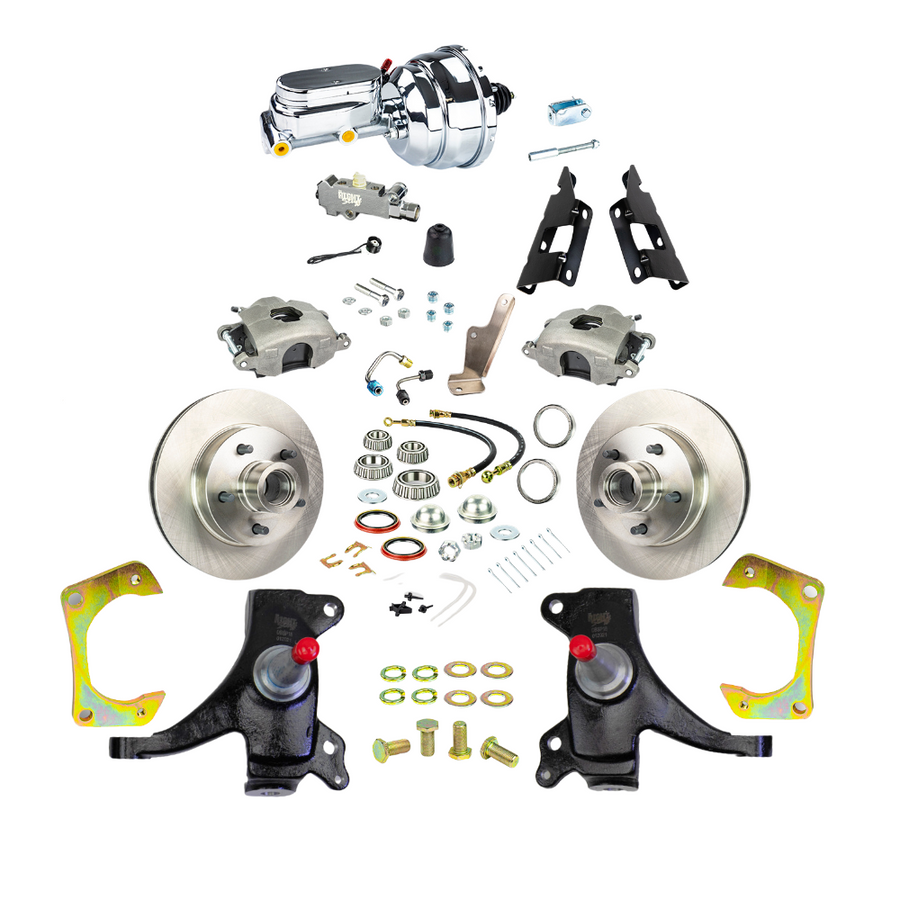 The Right Stuff 1973-87 GM C10/C15 Truck/Suburban 2" Drop, Power Front Disc Kit, Chrome Upper - (TDC7325DX)