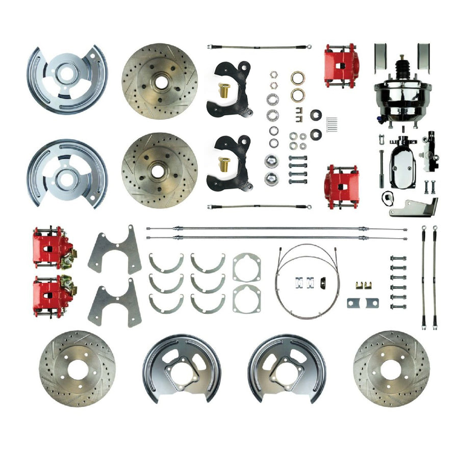 The Right Stuff 1958 Chevrolet Impala, 8" Booster, 4-Wheel Power Disc Brake Conversion Kit - (FSC584DCCZX)
