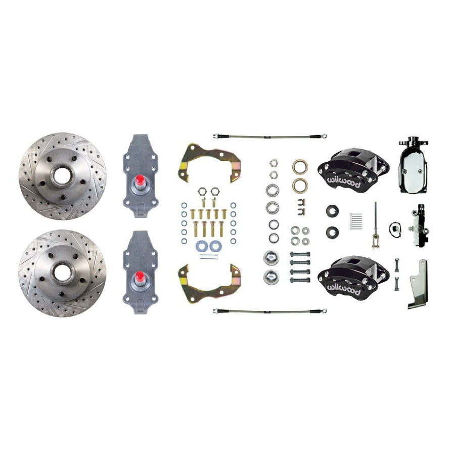The Right Stuff 1955-58 Chevrolet Bel Air, 2" Drop, 4-Wheel Manual Disc Brake Conversion Kit - (FSC56SDDSX)
