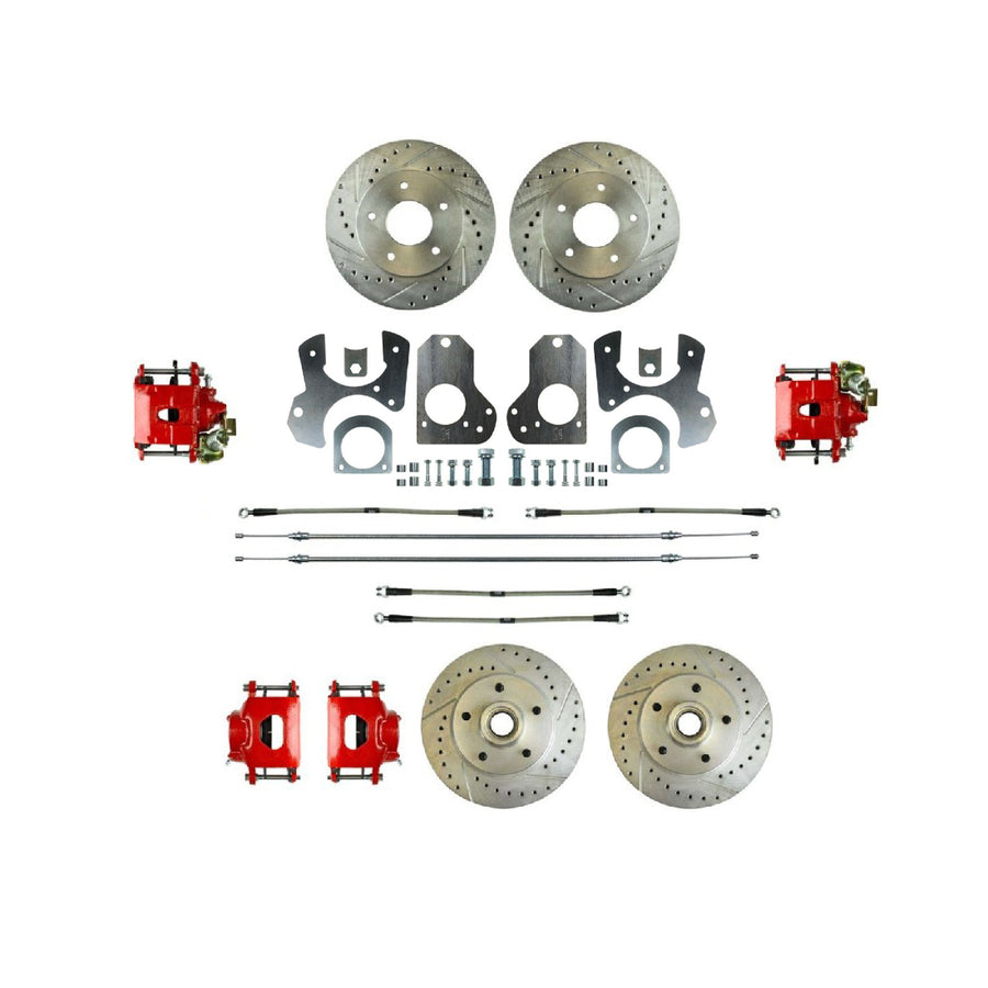 The Right Stuff 1982-87 Camaro, 4-Wheel W/Rear +2 Disc Brake Conversion Kit W/Red Calipers - (F82RD78Z)