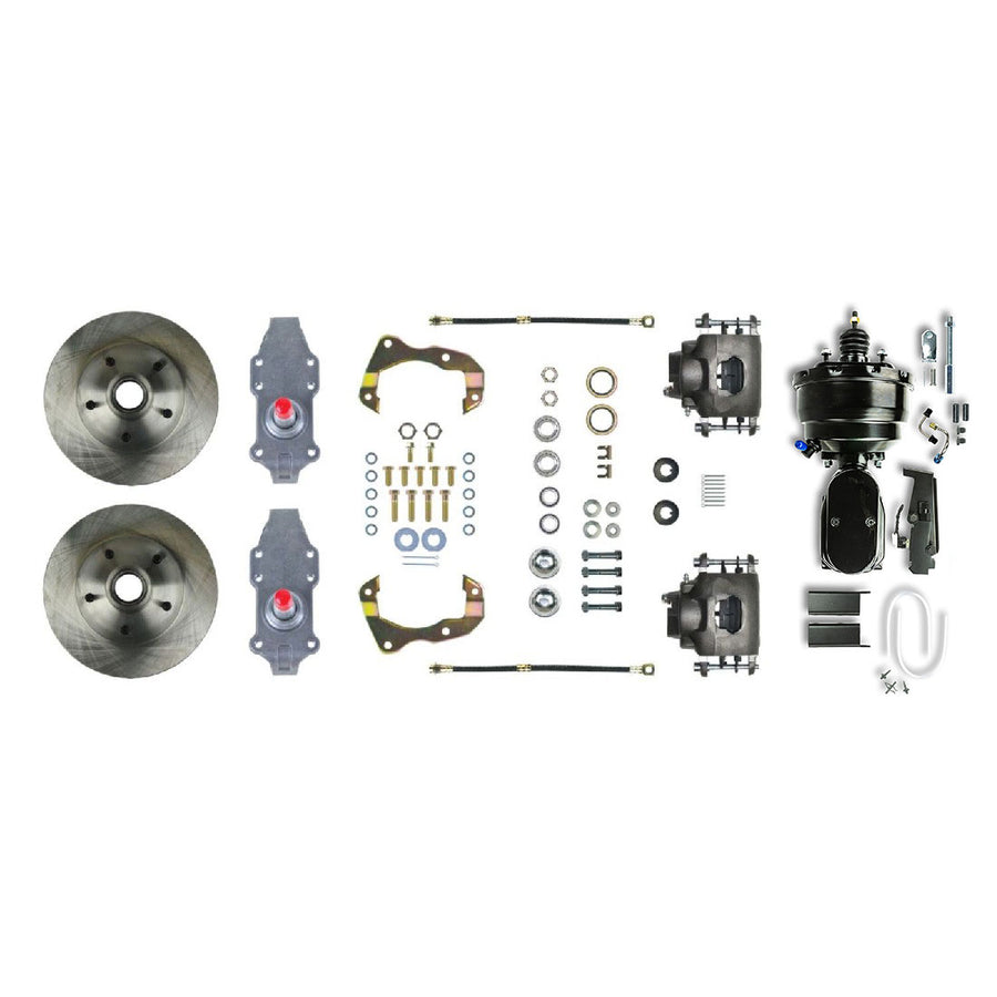 The Right Stuff 1955-57 Chevrolet Bel Air, 8" Booster 2" Drop Power Front Disc Brake Conversion - (FSC55DCDY)