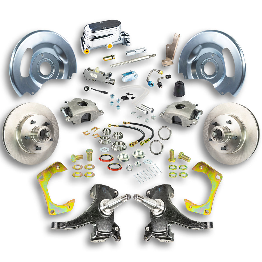 The Right Stuff 63-70 GM Truck & Suburban, 2" Drop, Manual Front Disc Brake Kit, Chrome Upper - (TSD6315DX)